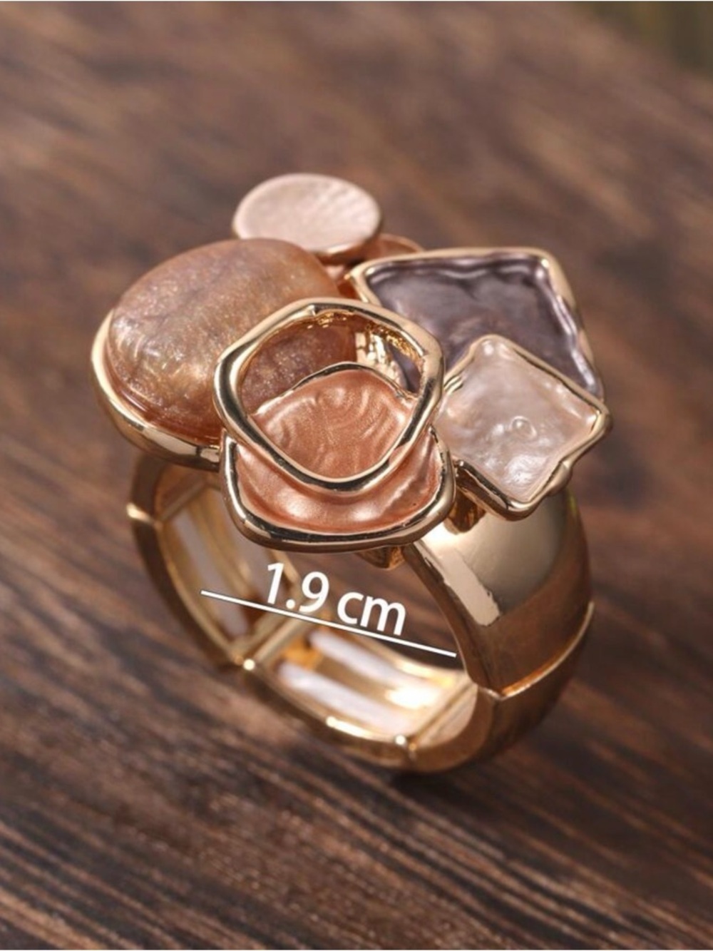 Gold-Tone Pearl Cluster Statement Ring - Picture 2 of 8